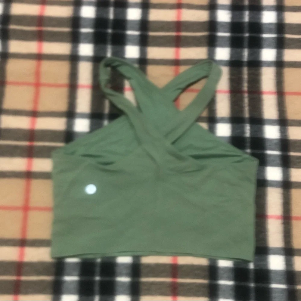 Lululemon Nulu Wrap-Front Longline Bra 
Green Twill - Picture 7 of 9